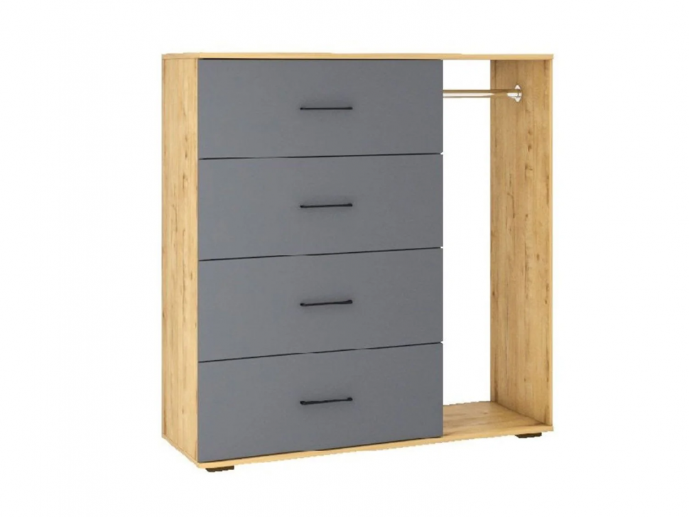Бруно комод со штангой / Дуб Вотан / Серый Графит 