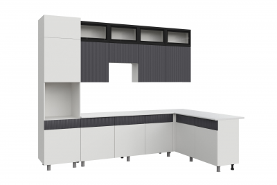 Кухня София 3м, Белый, Бланж, Графит матовый, Антарес