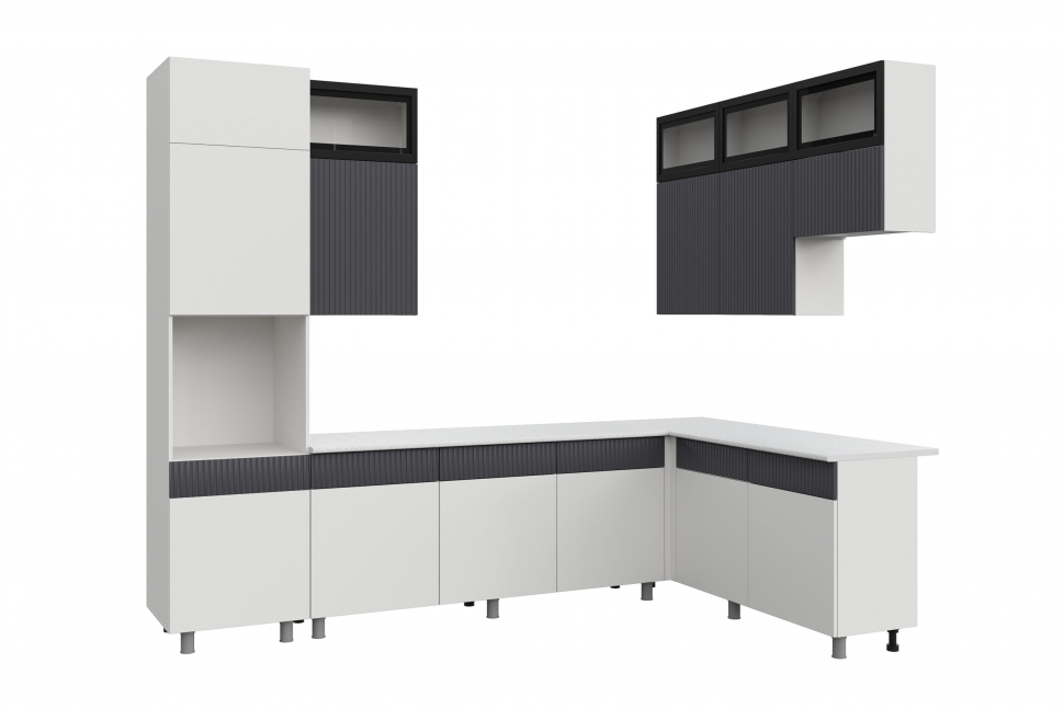 Кухня София 3м, Белый, Бланж, Графит матовый, Антарес