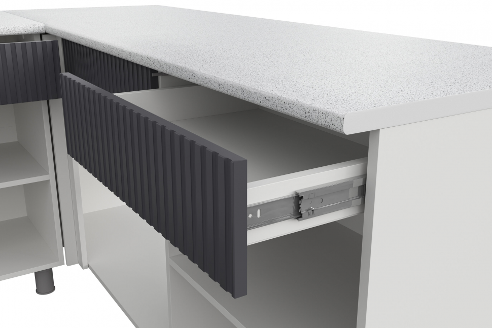 Кухня София 3м, Белый, Бланж, Графит матовый, Антарес