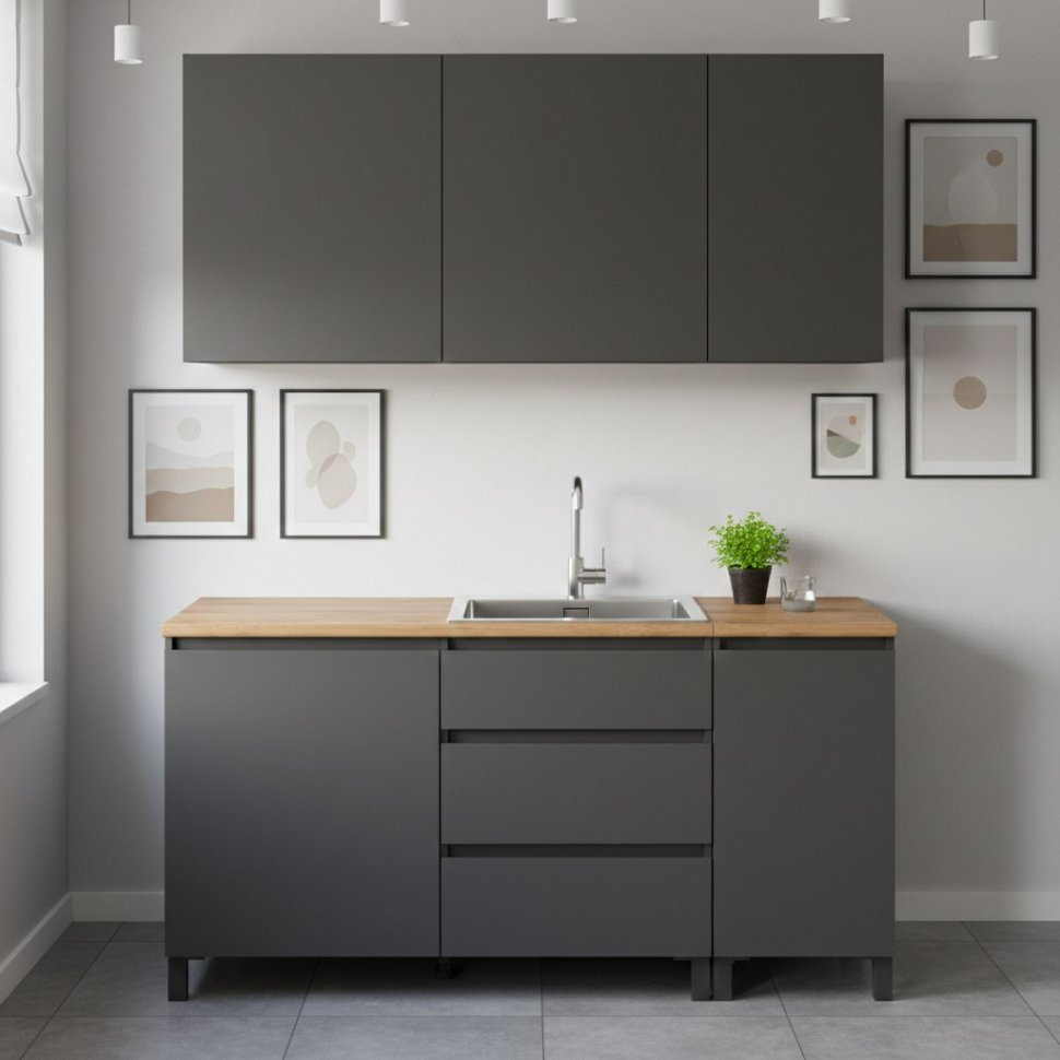 Кухня София 1600 диамант серый