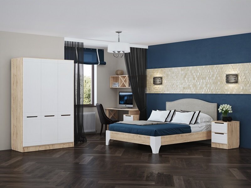 Кровать 160х200 Флоренция МСТ Модуль 11.3 (с мягкой спинкой)