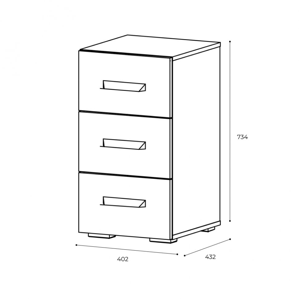 Тумба с ящиками Квартет-13 (ТЭКС) Графит Серый