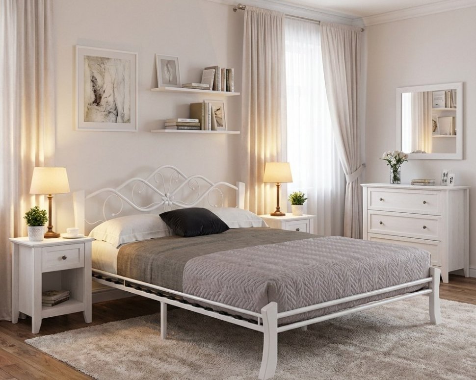 Антея Кровать двухместная 42.50 Металл белый