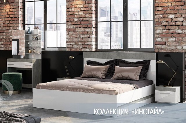 Кровать 160х200 Инстайл КР-04 (Семья Мебелони)