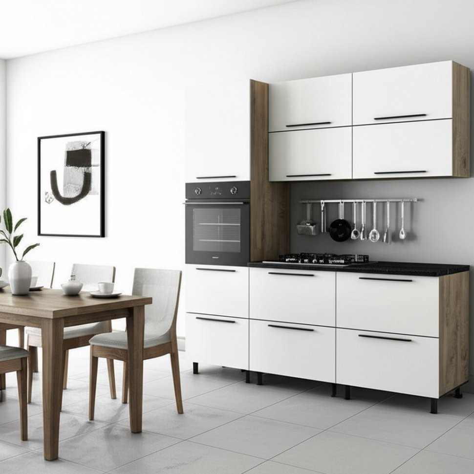 Кухня Этна 2 м. Комплект 1, софт вайт