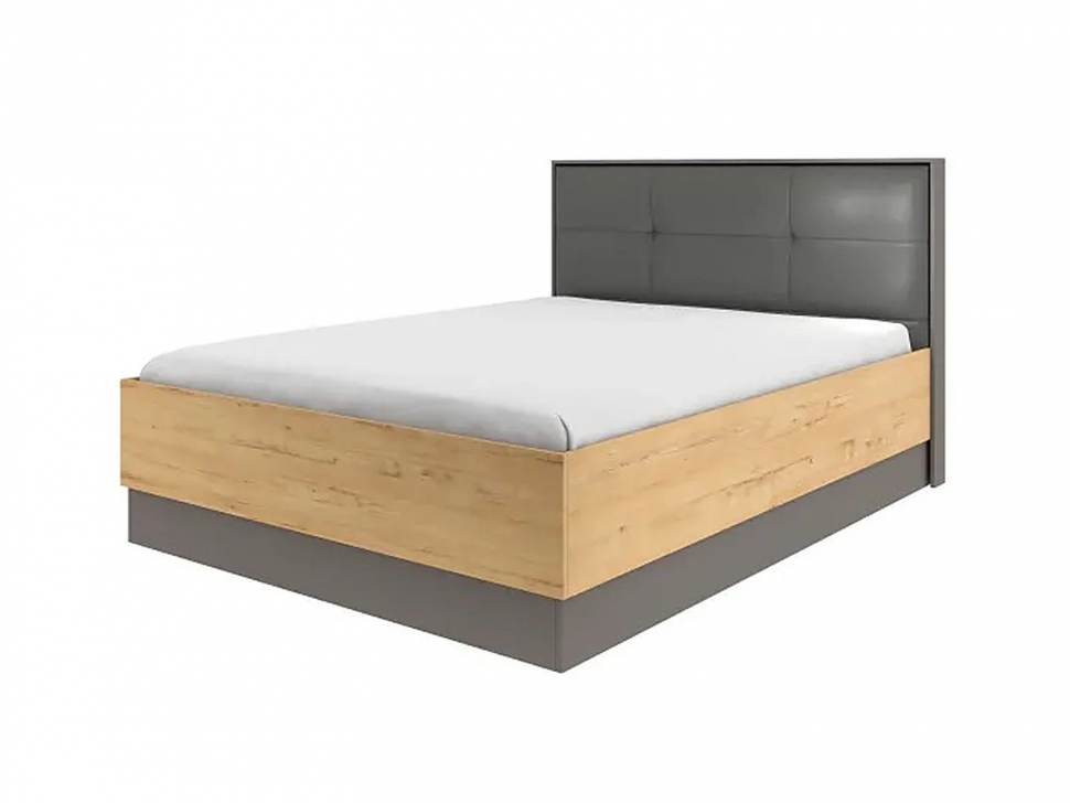 Бруно 73 Кровать с п/м 1600 Дуб Вотан / Серый графит