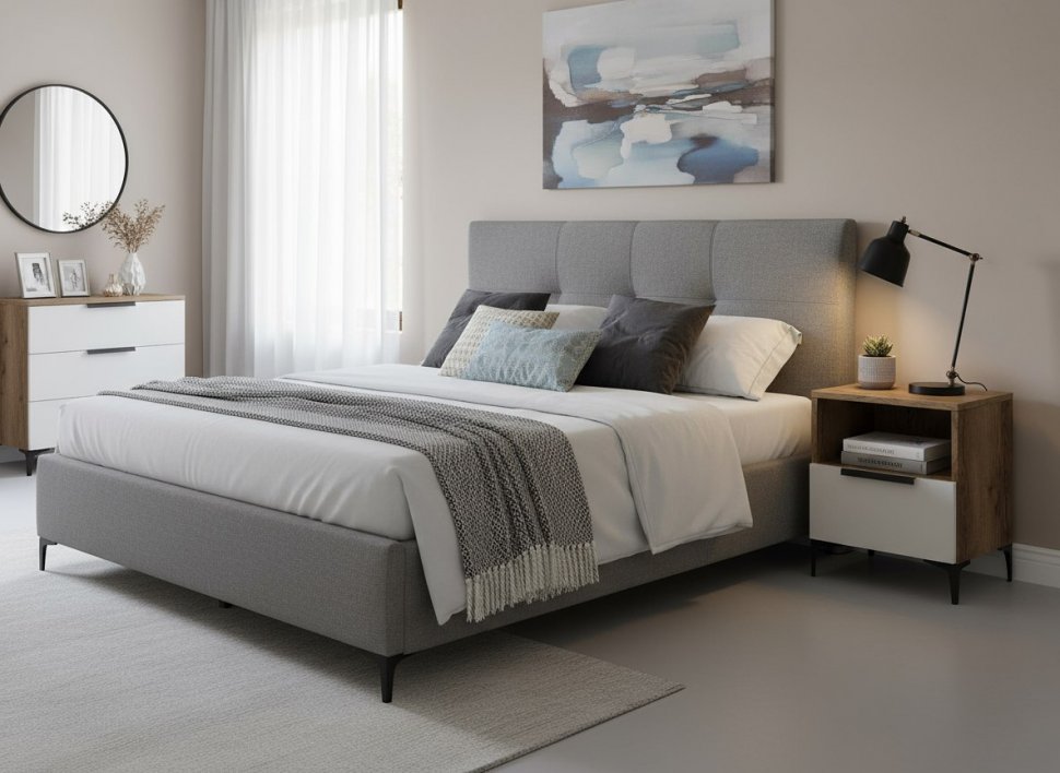 Харди тумба прикроватная Дуб Делано Темный / Супермат Джелато