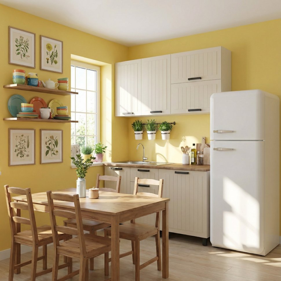 Кухня Аленушка 1,4м с ящ. Орхидея Крем,скоба черный,черный