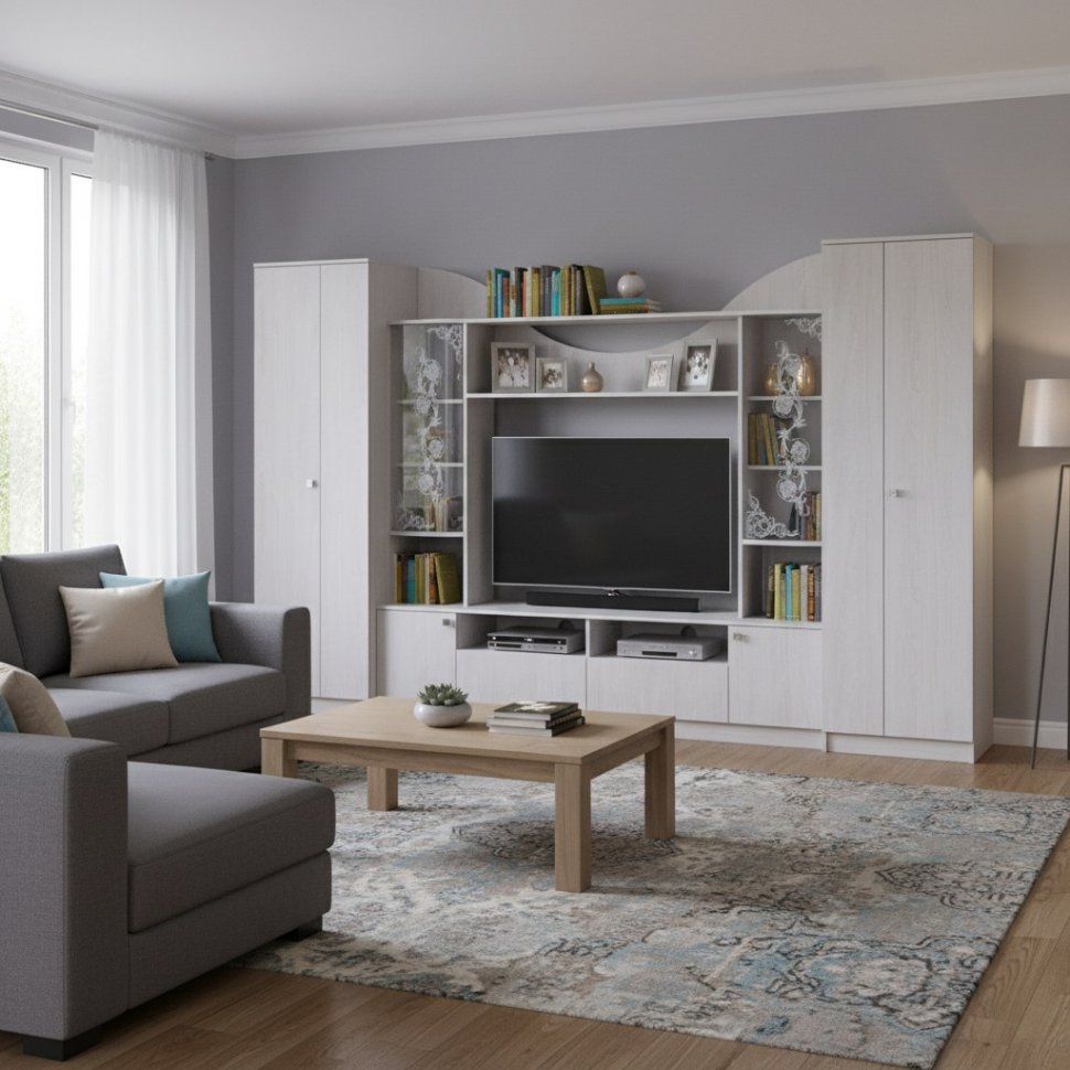 Мебель для гостиной МГС 8 / Ясень анкор светлый/Ясень анкор светлый