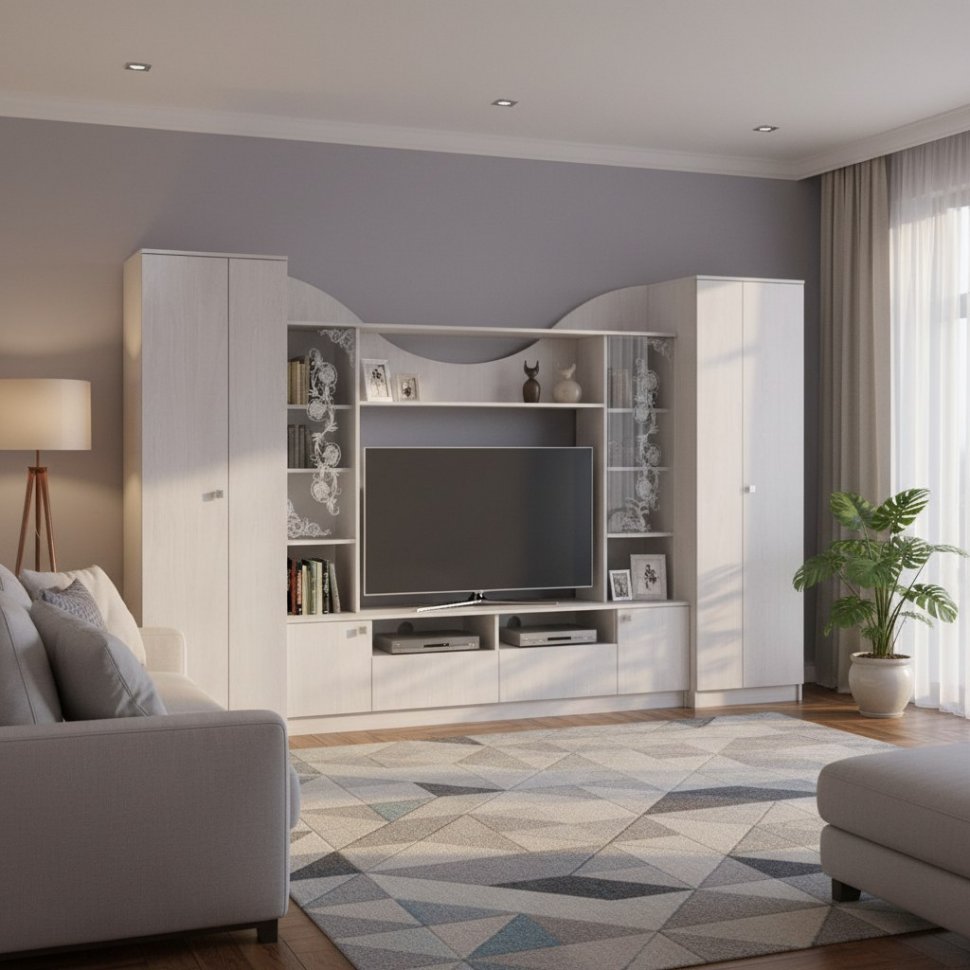 Мебель для гостиной МГС 8 / Ясень анкор светлый/Ясень анкор светлый