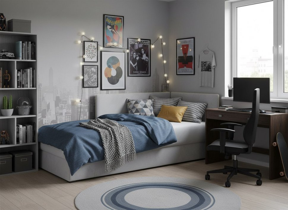 Тахта Mia правая Ультра смог+Madrit 982