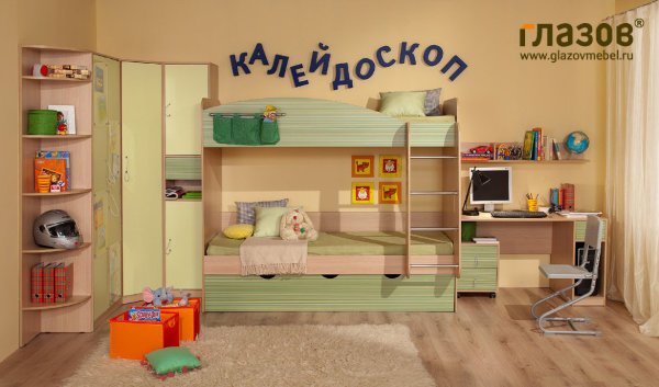 Кровать 80х200 двухъярусная Калейдоскоп 6 Глазов-мебель (Серая Радуга)