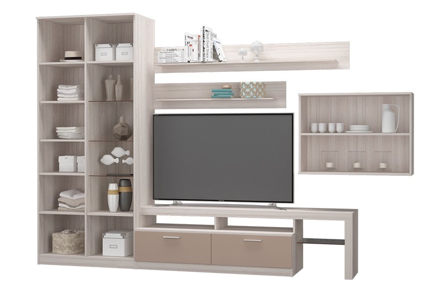 Стенка в гостиную Денвер MLK (Ясень Шимо /Кофе с молоком)