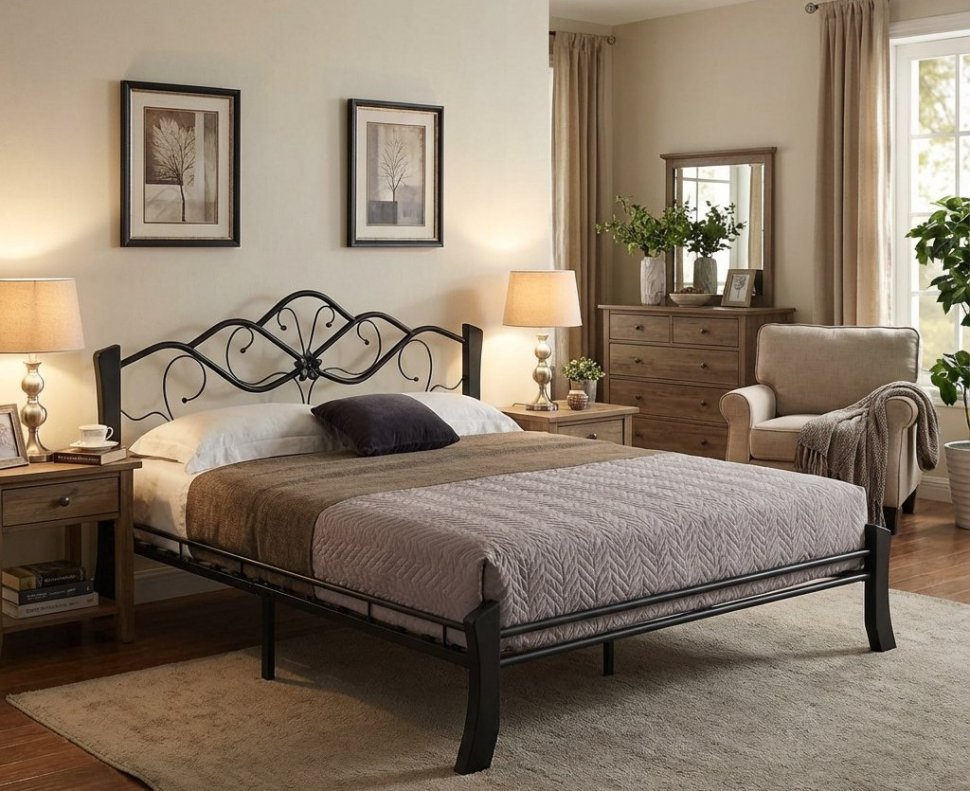 Антея Кровать двухместная 42.50 Металл черный