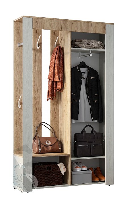 Прихожая Франк (Мебелони) Ясень белый / Крафт