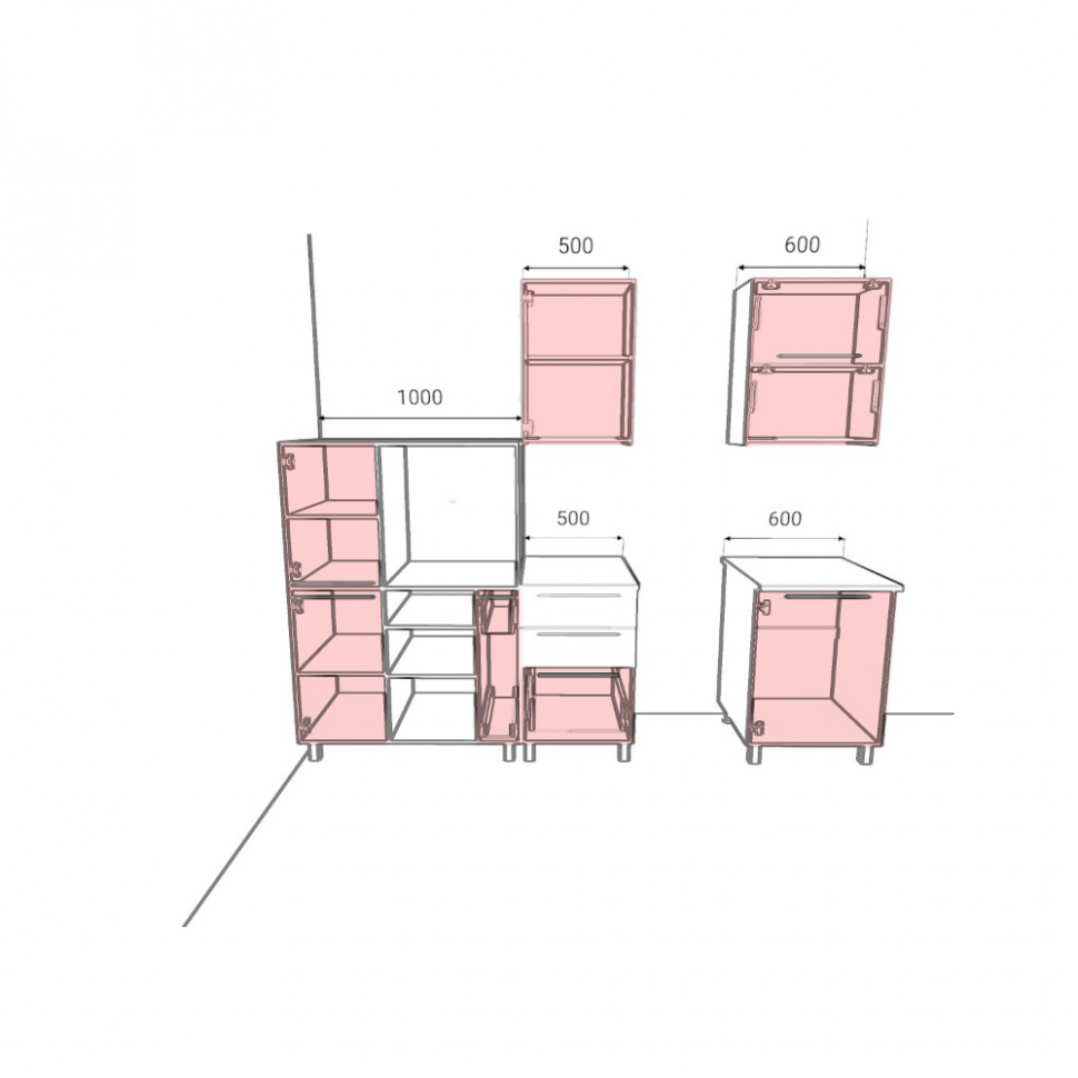 Кухня Этна 2,1 м. Комплект, софт грей