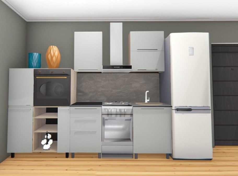 Кухня Этна 2,1 м. Комплект, софт грей