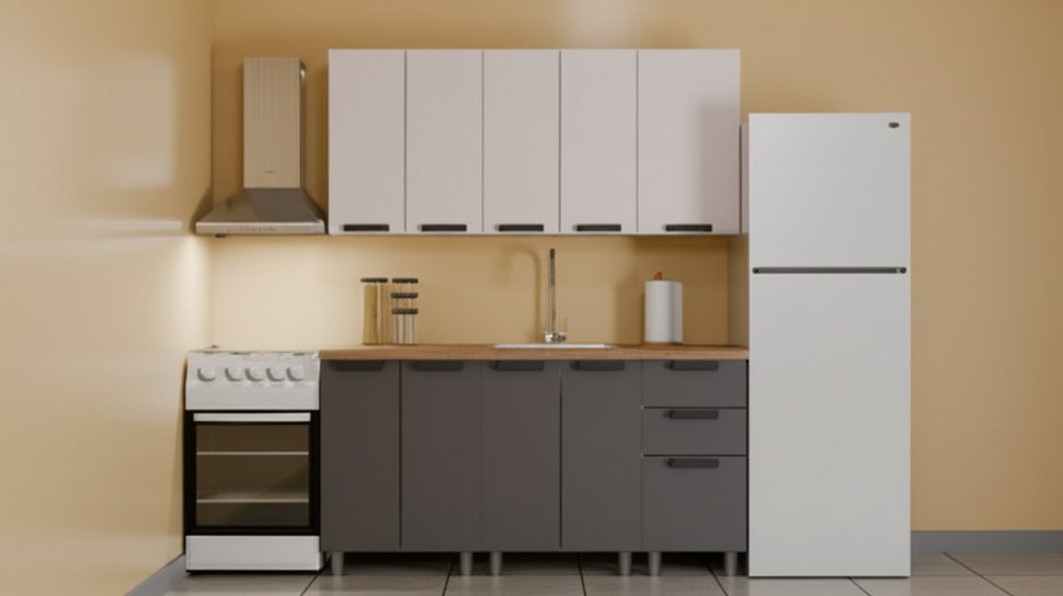 Кухня Аленушка 1,6 м Лилия Кашемир/Сталь, черный (без столешницы)