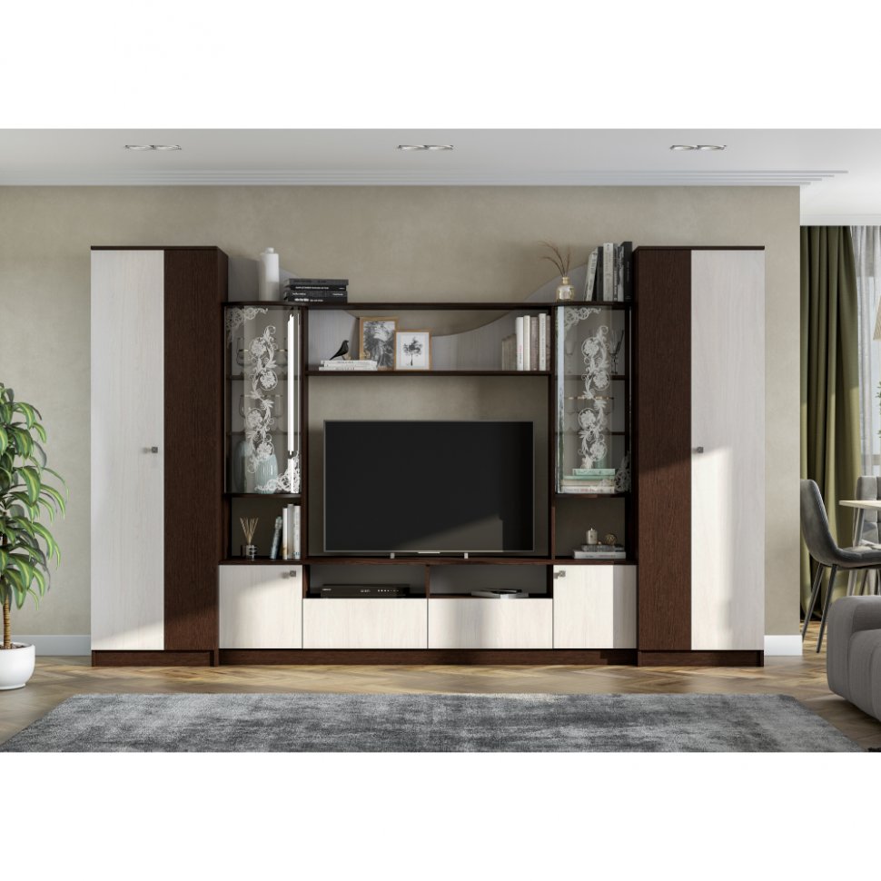 Мебель для гостиной МГС 8 / Венге/Ясень анкор светлый