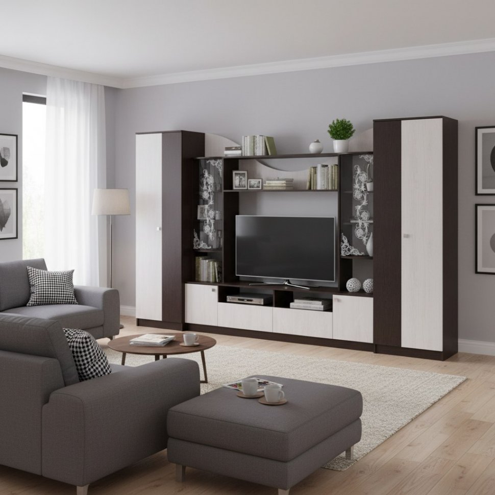 Мебель для гостиной МГС 8 / Венге/Ясень анкор светлый