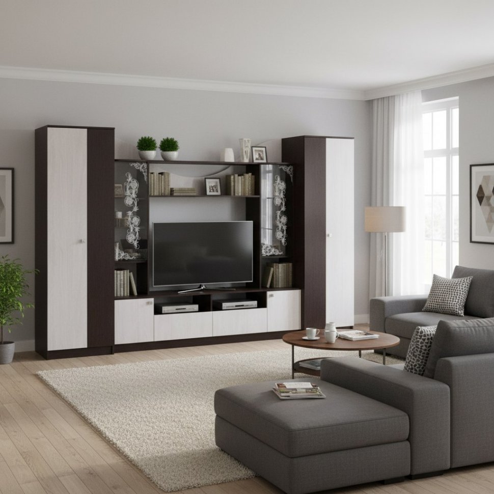 Мебель для гостиной МГС 8 / Венге/Ясень анкор светлый