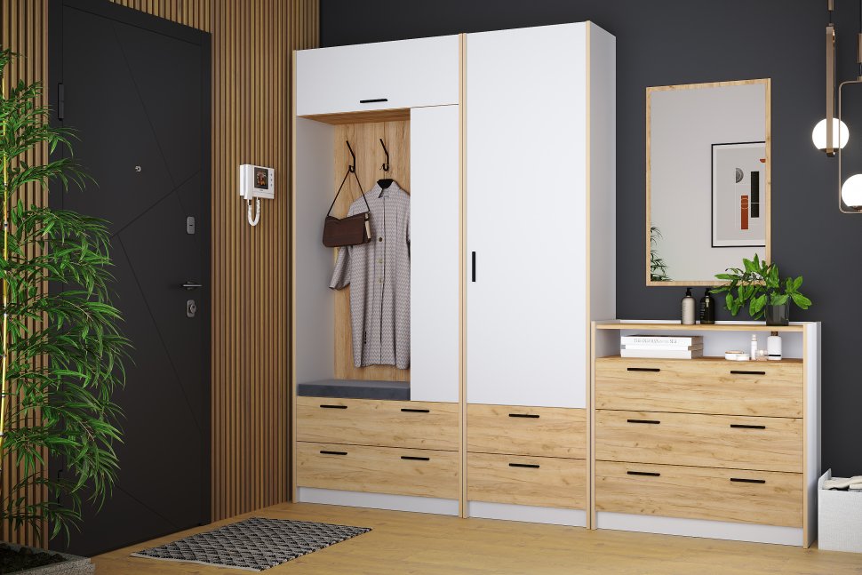 НМ 011.04 Комод Оттавия Белый/Дуб золотой