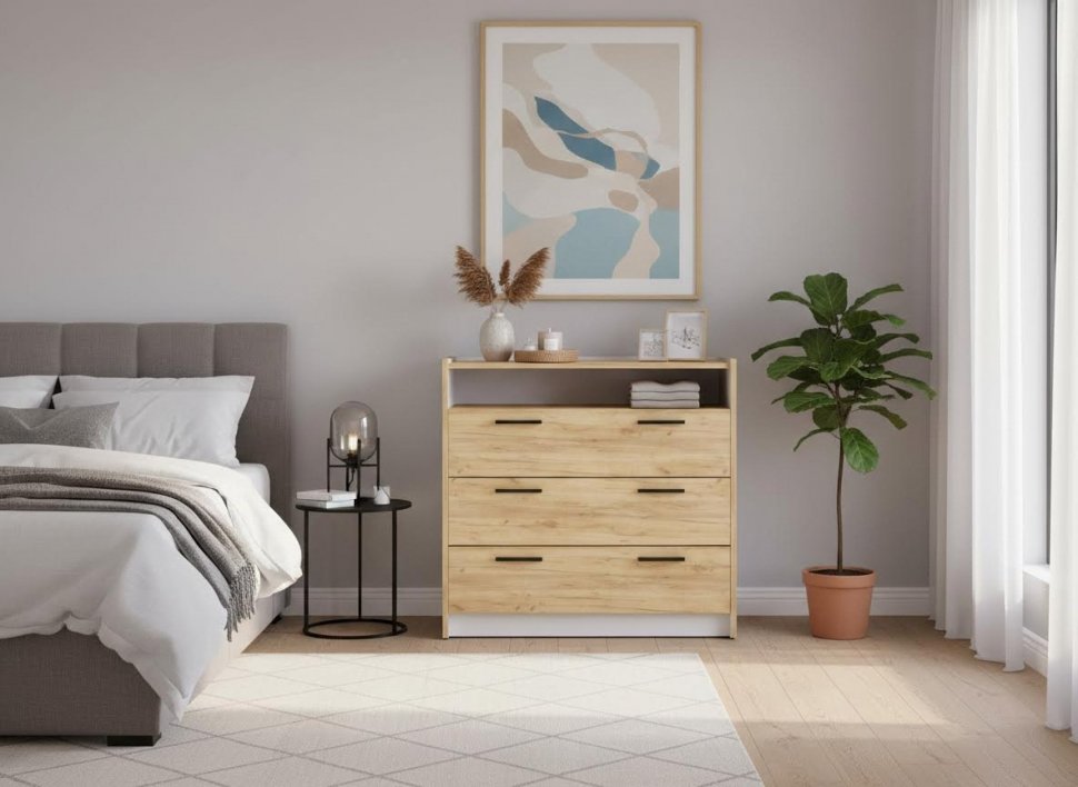 НМ 011.04 Комод Оттавия Белый/Дуб золотой