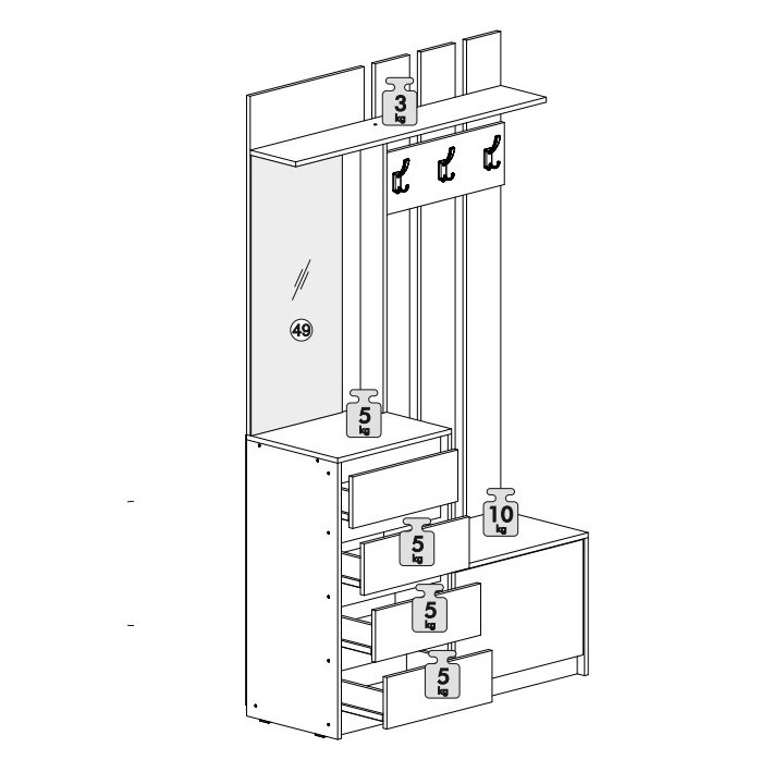 Прихожая Айден ВШ06-1100 (Белый)