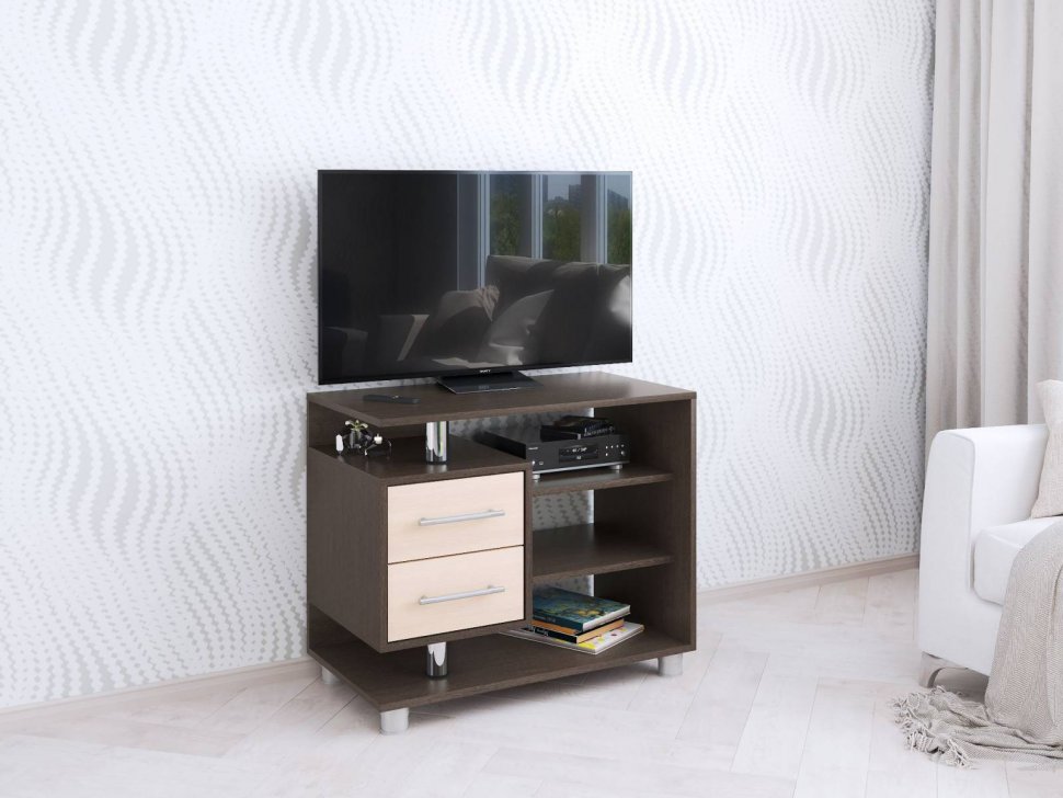 Тумба под телевизор узкая 011 (2я), венге/дуб молочный