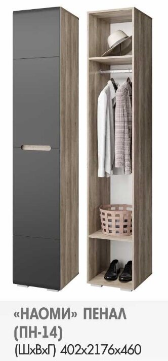 Шкаф-пенал Наоми ПН-14 (БТС) Графит