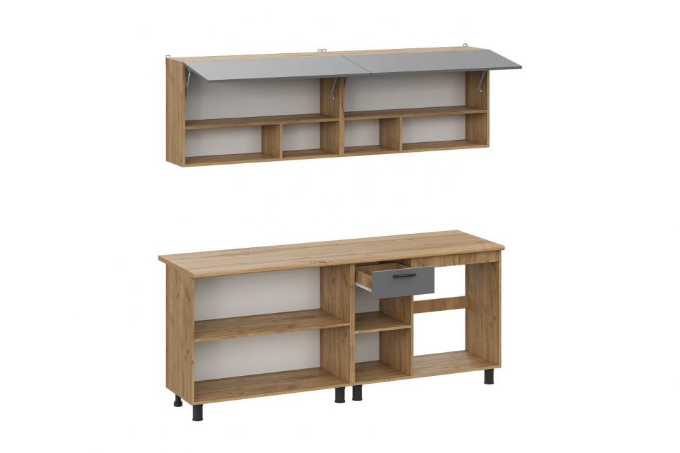 Кухня Монако 2 м, Дуб Золотой, Графит