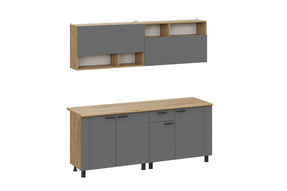 Кухня Монако 2 м, Дуб Золотой, Графит