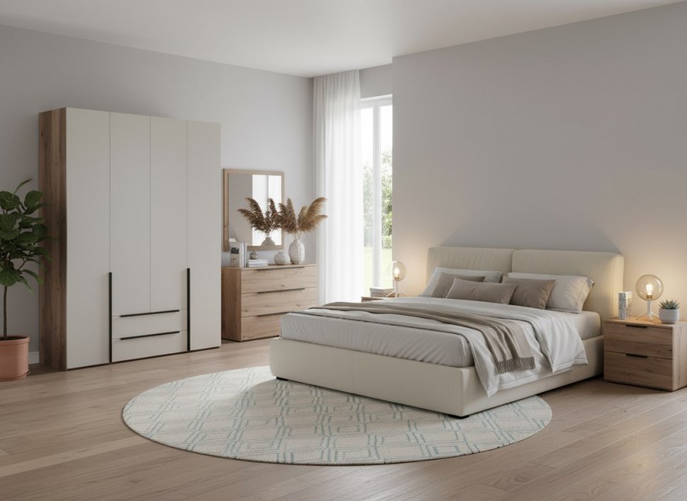 Харди шкаф четырехдверный Дуб Делано Темный / Супермат Джелато