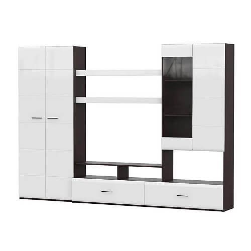 Мебель для гостиной МГС 7 / Венге/Белый глянец