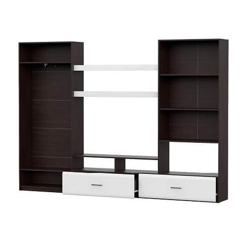 Мебель для гостиной МГС 7 / Венге/Белый глянец