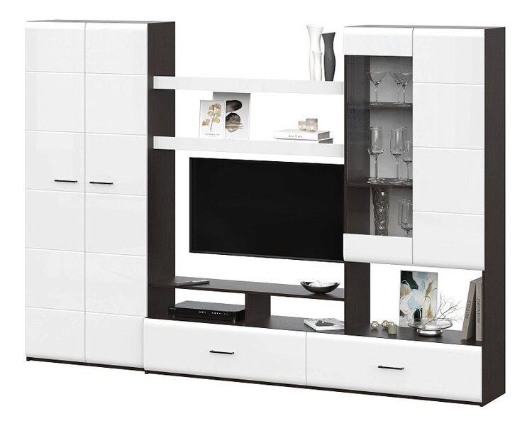 Мебель для гостиной МГС 7 / Венге/Белый глянец