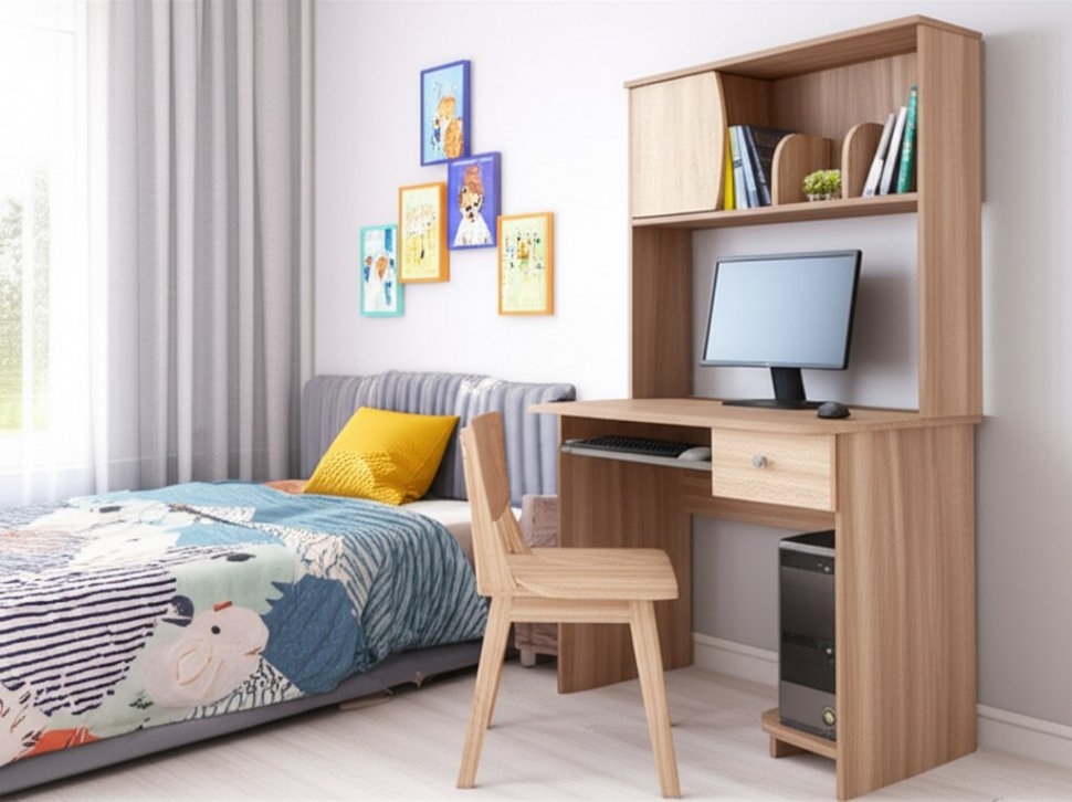 Стол компьютерный Грета-4 ТЭКС (Ясень шимо)