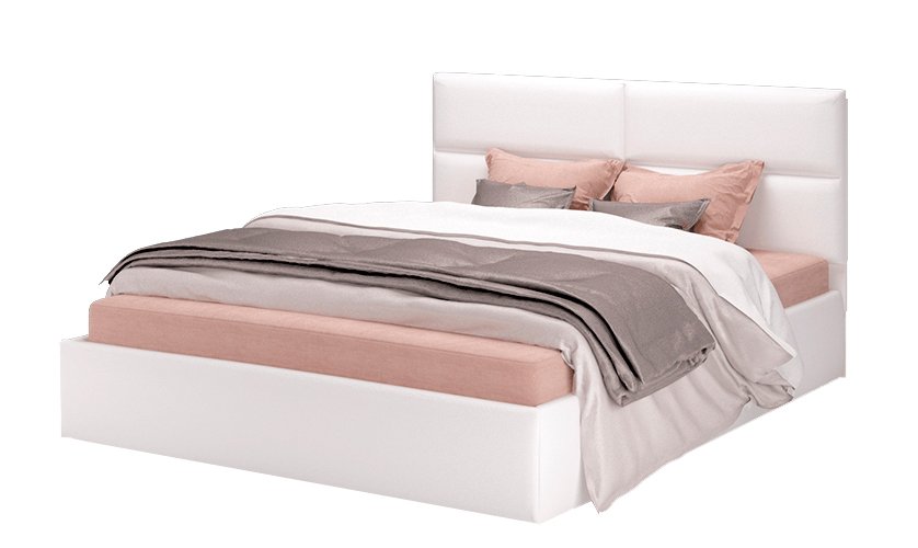 Кровать мягкая 120х200 Сити MLK с подъемным механизмом (Экокожа белый)