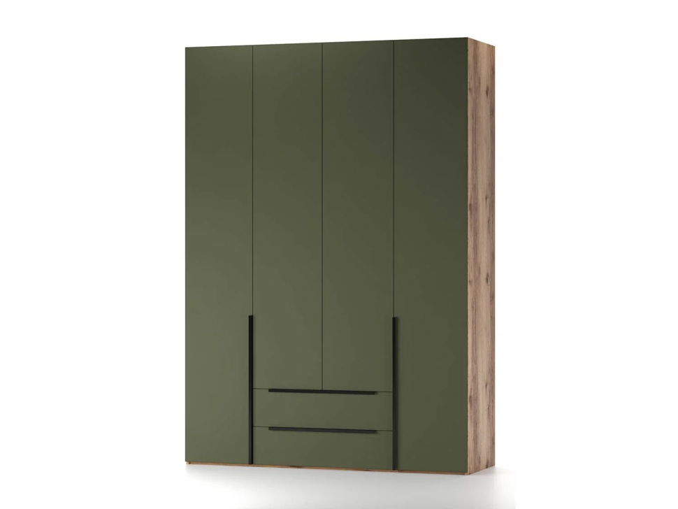 Харди шкаф четырехдверный Дуб Делано Темный / Грин софт
