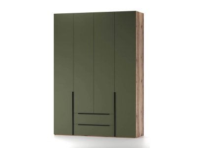 Харди шкаф четырехдверный Дуб Делано Темный / Грин софт