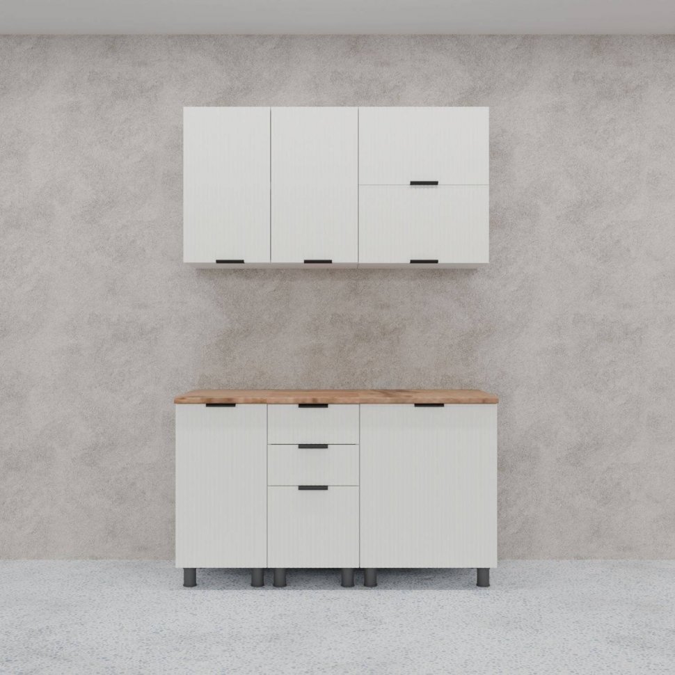 Кухня Аленушка 1,6м ПД 2 Лотос Молочный,скоба антрацит,сонома