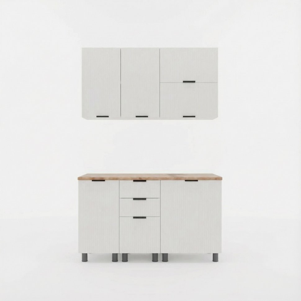 Кухня Аленушка 1,6м ПД 2 Лотос Молочный,скоба антрацит,сонома