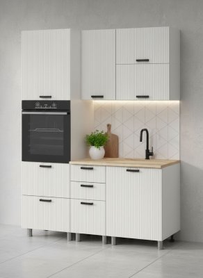 Кухня Аленушка 1,6м ПД 2 Лотос Молочный,скоба антрацит,сонома