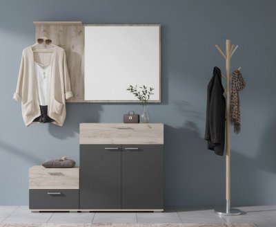 Прихожая Санти-4 Антрацит/Дуб крафт серый