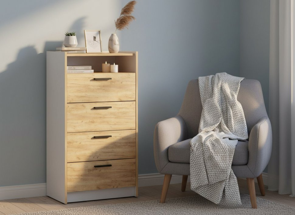 НМ 011.03 Комод Оттавия Белый/Дуб золотой