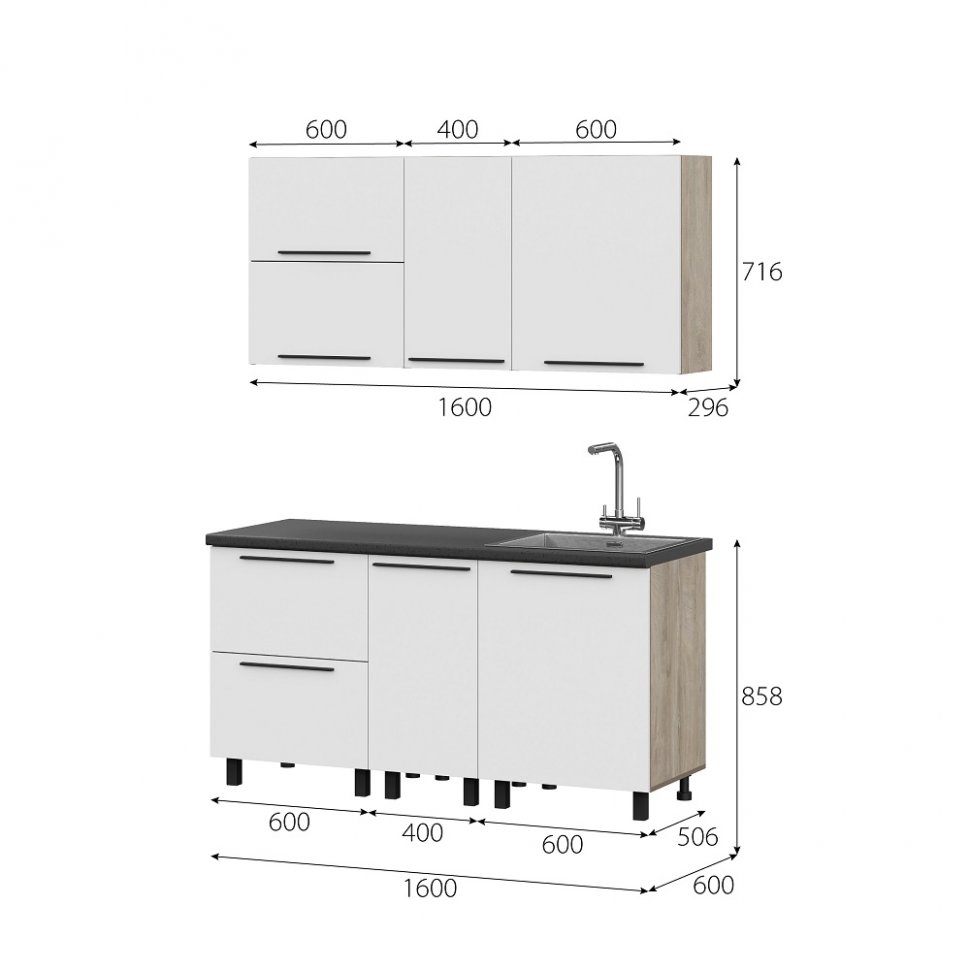 Шкаф кухонный навесной 60 см Этна 6в2я (Софт Вайт)