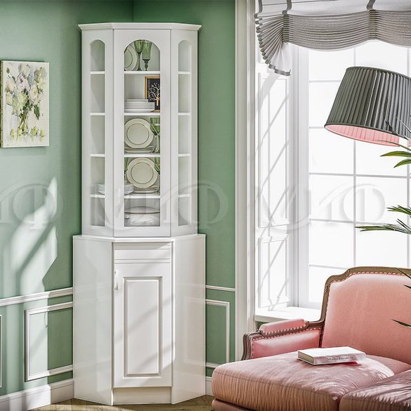 Буфет угловой Констанция (МИФ) Белый матовый