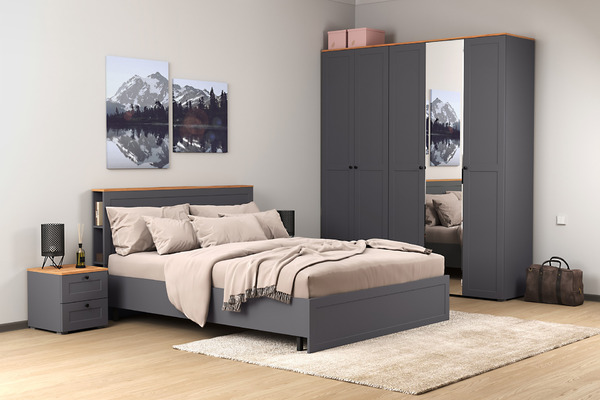 Остин Шкаф для одежды 13.336.02 графит/дуб золотой