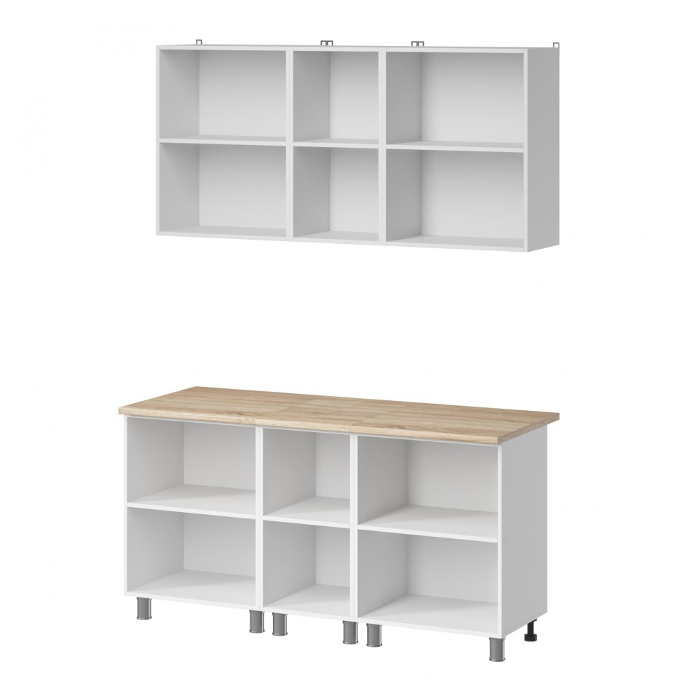 Кухня Аленушка 1,6м в.3 Магнолия Кашемир,скоба черный,сонома